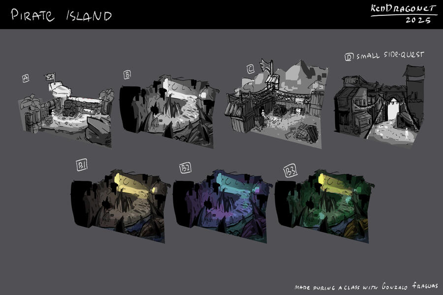 Cave Enviroment Concept Art, done in Gonzalo's concept art course - July 2025